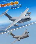True-to-scale replica of Ready to Fly RC C-17 Globemaster III Plane With 6 Axis Gyro Stabilizer shown in flight from two angles.