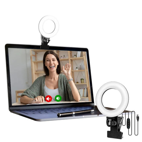 Clip On Ring Light For Video Calls And Live Streaming With Adjustable Color Temperature And Brightness Ideal For Remote Work