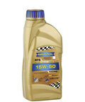 Bottle of 15W-50 Racing Oil With RFS Racing Formel Sport Full Synthetic, High Viscosity Stable Multigrade Engine Lubricant Using USVO PAO Ester Tech For Track Ready Performance Cars, 1 Liter