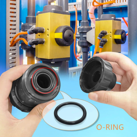 Hands holding One Inch PVC True Union Check Valve With Slip Swing Full Port Design For Backflow Prevention in utility setup.
