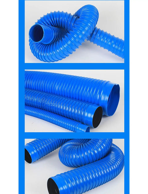 Blue PVC Flex Hose Spiral Reinforced For Dust Collection And Fume Venting With High Airflow While Staying Round Shape Without Kink Or Collapse Under Heat And Pressure Built For Pros And Shops Who Need Reliable Tools To Get The Job Done Everyday.