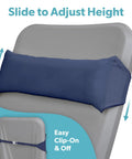 Waterproof Outdoor Lounge Chair Pillow With Strap, Headrest Cushion For Pool Lounger And Patio Chaise, Navy installed on chair