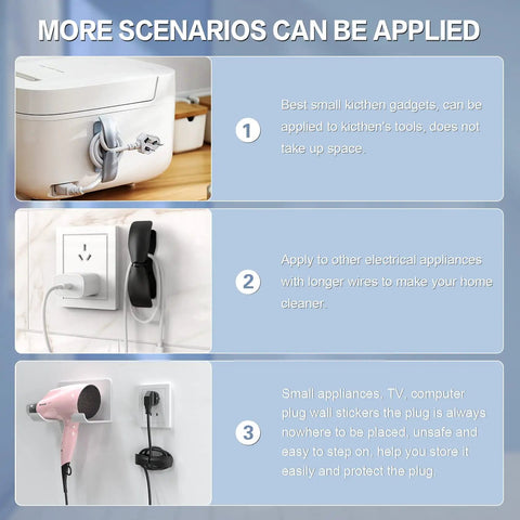 Six Pack Cord Wrappers For Kitchen Appliances Upgrade Set Stick On Cable Organizer holding appliance cords neatly.