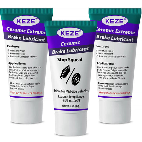 Ceramic Brake Caliper Lubricant Grease For Sliding Pins And Pads With Extreme Heat Resistance Pro Grade Stops Squeaking And Prevents Seizing 1 Oz 3 Pack shown in tubes front view