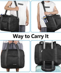 Four ways to carry the Underseat Travel Duffel Bag 25L Foldable Personal Item For Women And Men Fits Spirit And Frontier Size.