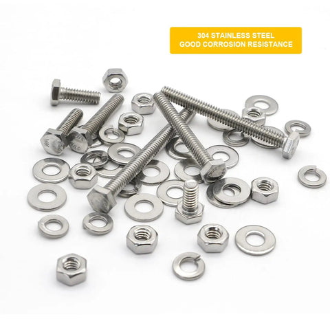 All In One Heavy Duty 48Pcs M10 Stainless Steel Hex Bolts Nut Washer Kit With Storage Case 304 Grade Includes 40mm 50mm 70mm 80mm Bolts 12 Nuts 12 Lock Washers 12 Flat Washers Rust Resistant Fastener Set spread out