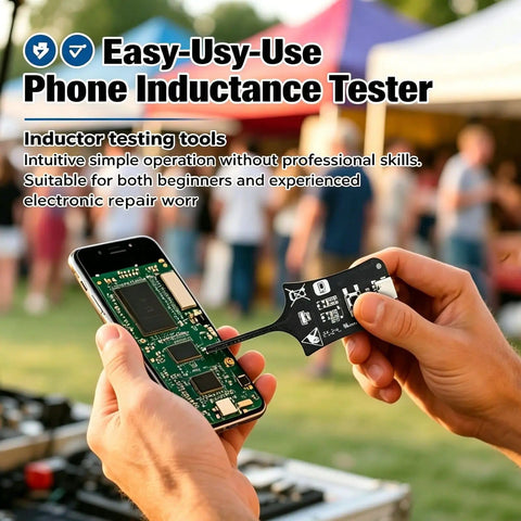 Person using Type C Inductance Tester For Motherboard Coils, High Sensitivity Quick Fault Detection Tool on smartphone