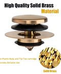 No Sweat Champagne Bronze Universal Tub Drain Conversion Kit With One Hole Overflow Face Plate And Pop Up Stopper Foolproof Diy Swap, solid brass construction.
