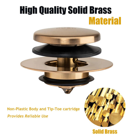 No Sweat Champagne Bronze Universal Tub Drain Conversion Kit With One Hole Overflow Face Plate And Pop Up Stopper Foolproof Diy Swap, solid brass construction.
