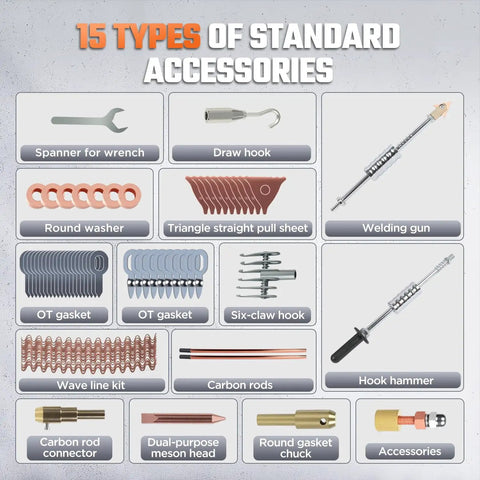 15 types of standard accessories for Dent Puller Welder 3500W Spot Welding Tool for auto body repair