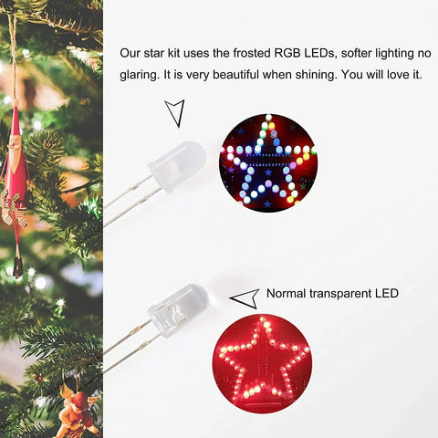 Star Shaped Soldering Practice Kit For Electronics DIY Projects With Colorful LED Flashing And Beep Music Entry Level MCU Training Kit For Beginners Two Sided Wiring Design Creative Present Or Gift with frosted LED comparison