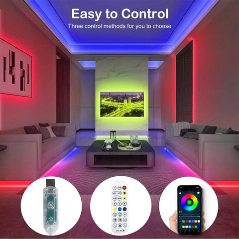 IP68 Waterproof LED Strip Lights USB Powered 5V With Music Sync Bluetooth App And RF Remote for modern living room lighting