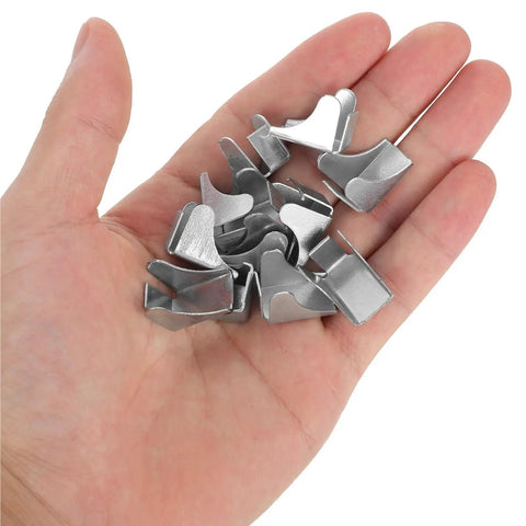 Person holding Built Tough Heavy Duty Shelf Clips And Bracket Set For Cabinet Shelving Systems Rust Resistant Metal Support Hardware
