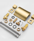 Brushed gold components of Waterfall Tub Faucet With 3 Hole Deck Mount Brushed Gold Finish For Roman Tubs High Flow 14.19 GPM.