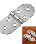 Premium Self Supporting Flush Hinges For Folding Sewing Machine Tables in stainless steel with mounting holes for easy installation.