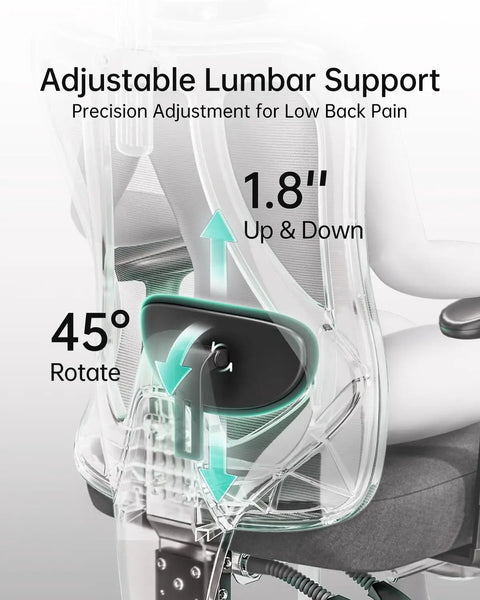 Ergonomic Office Chair With 2D Lumbar Support Adjustable Headrest And Liftable Armrests 145 Degree Stepless Tilt detail
