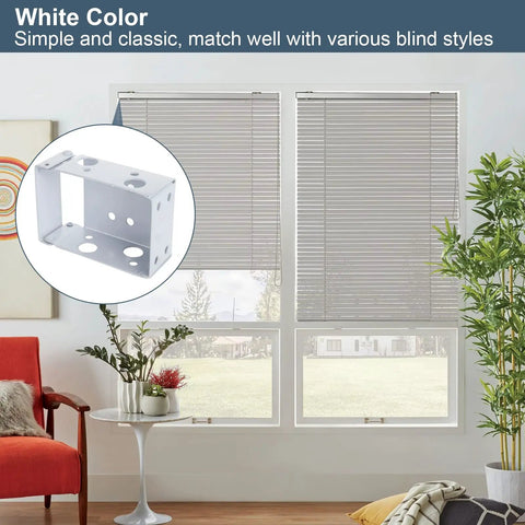 2 Inch White Low Profile Box Mount Blind Brackets Bundle, 12 Pcs Six Sets For Window Blinds Headrail Holder Installation