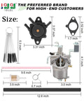 Top Shelf Carburetor Rebuild Kit Fits Yamaha Golf Cart Models G22 Thru G29 Gas Four Stroke Engine showing size dimensions