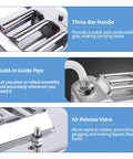 Three-bar handle and flexible hose of Ten Point Five Gallon Stainless Steel Water Jug For Camping And Overlanding With Point Eight Millimeter Wall Thickness Rugged Portable Water Container Includes Flexible Hose Gloves And Sealing Rings Emergency Ready.