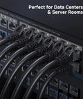 Snagless Cat 6 Ethernet Cable 20ft high speed network cord installed in server, 10Gbps ready 24 AWG copper LAN cord black durable shielded.