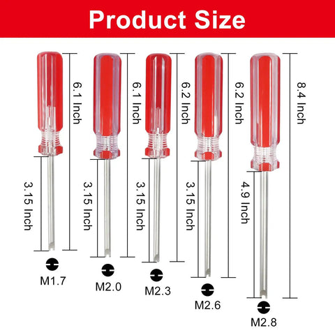 Top Shelf Five Piece Magnetic U Type Precision Driver Kit With Hardcore Steel Blades And Slick Secure Bit Holders Sweet For Delicate Watch Repair And No Sweat Tech Gadget Projects, showing sizes from M1.7 to M2.8.