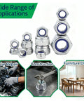 M6 Nylon Insert Lock Nuts Set, 20 Pieces, 304 Stainless Steel Self Locking Hex Nuts for Automotive, Construction, DIY