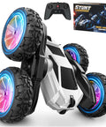Rad Remote Control Stunt Car For Kids With 360 Spin And Flips 4WD RC Truck With Lights, remote and packaging visible