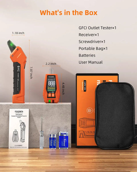 One Stop Electrical Tester Kit With Circuit Breaker Finder GFCI Outlet Tester And Digital LCD Display 90 To 135V Tracer Tool contents