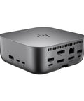 Thunderbolt 4 Ultra Docking Station Featuring Triple Display Outputs Dual Gigabit Ethernet Ports And Fast Charging rear view with multiple ports