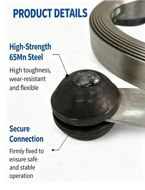 Top Tier Heavy Duty Manganese Steel Sewer Drain Snake With 49 Foot Auger Cable close-up of durable steel connection and flexible design.