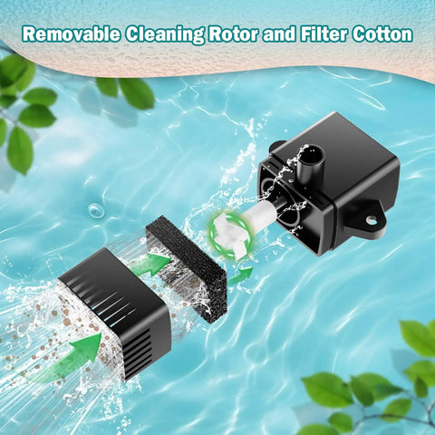 Removable rotor and filter of Flower Shape Glass Solar Fountain Pump 3.5W No Battery With 7 Nozzles And 4 Fixer Rods