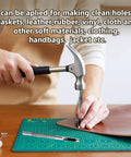 Person using 10 Piece Leather Hole Punch Set With Hollow Round Punches 1mm To 4.5mm on leather mat for crafting