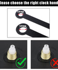 Black Clock Hands Replacement Kit With 14 Styles Aluminum Non Ticking Hands For DIY Clock Repair, illustrates correct fit method
