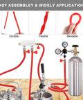 25 Foot Beer CO2 Gas Line Kit For Homebrew And Kegerator, Five Sixteenth Inch Red CO2 Tubing With 304 Stainless Steel Clamps shown in use