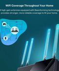 Dual Band AX3000 WiFi 6 Router Archer AX55 For Home Internet with four antennas and Beamforming technology illustration