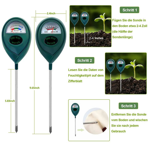 2 Pack Soil Moisture And pH Meter Kit No Battery Required, lightweight portable garden test tool for testing soil with dashboard