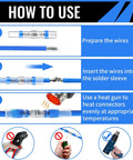 Front view of Sopoby 250-piece solder-seal wire connectors kit with blue insulated heat-shrink sleeves