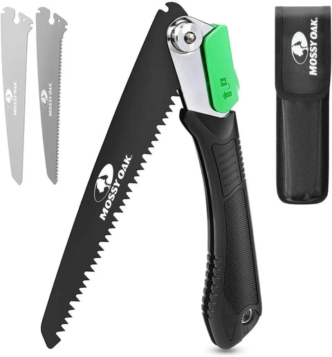 3 In 1 Folding Saw With Wood Metal And PVC Blades For Camping Backpacking Hunting And Bushcraft Pruning Hand Saw With Pouch Included And Quick Change Blade System For Easy Swaps In The Field