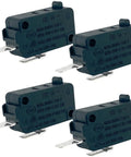Heavy Duty 16 Amp Black Micro Switches Four Pack SPST NO Pin Plunger solid gear replacement for various appliances.
