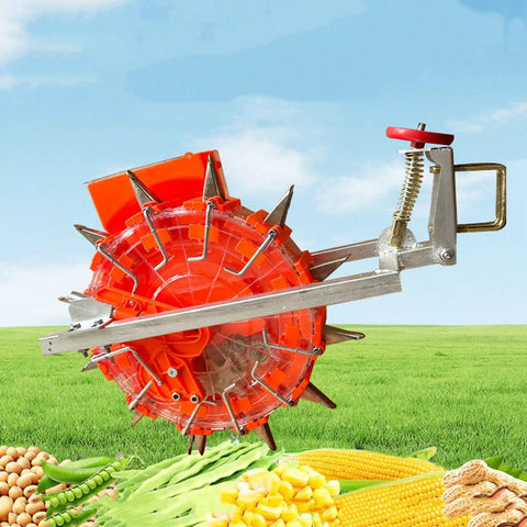 Side view of 12-Nozzles Tractor Mounted Seeder Planter Farm-Ready With 8 Seed Wheels And Precision Garden Roller