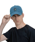 Lightweight Cyan Blue Fishing Hat For Men And Women, All Day Outdoors Cap With Adjustable Buckle worn by a man