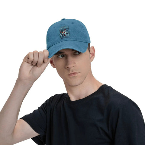 Lightweight Cyan Blue Fishing Hat For Men And Women, All Day Outdoors Cap With Adjustable Buckle worn by a man