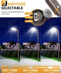 Rugged 240W 200W 150W Adjustable LED Parking Lot Light With 5000K Output UL DLC Listed showing 3 wattage options