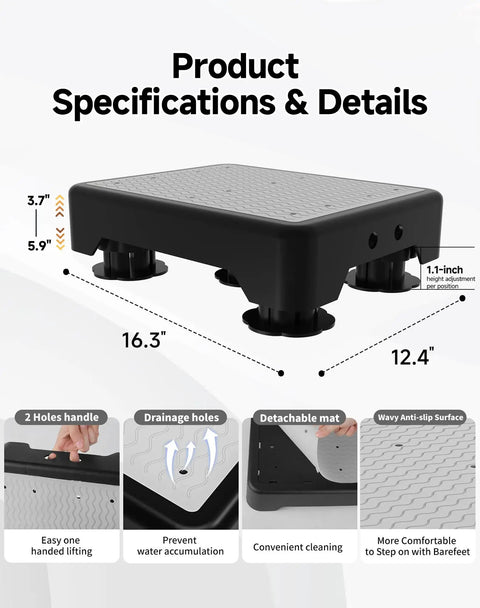 Heavy Duty Adjustable Step Stool For Adults And Kids, 660 Lbs Capacity, Non Slip Safety Platform, product details illustration