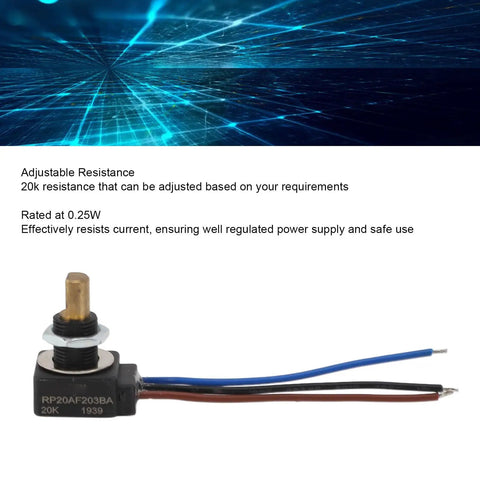 Rotary Potentiometer With Linear Taper Adjustable Resistor IP65 Waterproof 0.25W Power Rating knob with wires
