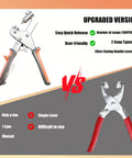 Comparison of Pro Grade Heavy Duty Snap Fastener Tool Set with 15mm Snap Tool on Left and Basic Tool on Right