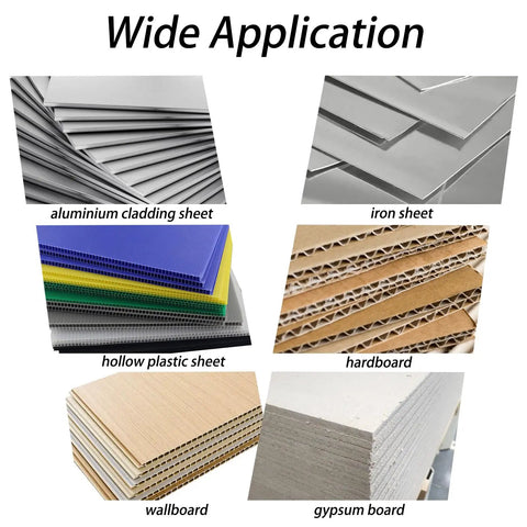 Wide application of aluminum cladding sheet, iron sheet, hollow plastic sheet, hardboard, wallboard, and gypsum board.