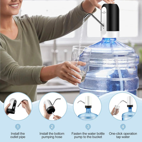 3 And 5 Gallon Water Bottle Dispenser With USB Charging Pump, Portable Camping Water Dispenser for Home and Office Use, installed