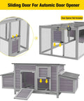 Outdoor Wooden Chicken Coop For 4 To 6 Birds With Two Nesting Boxes, Big Hen House And Bird Run, Grey AIR45 sliding door