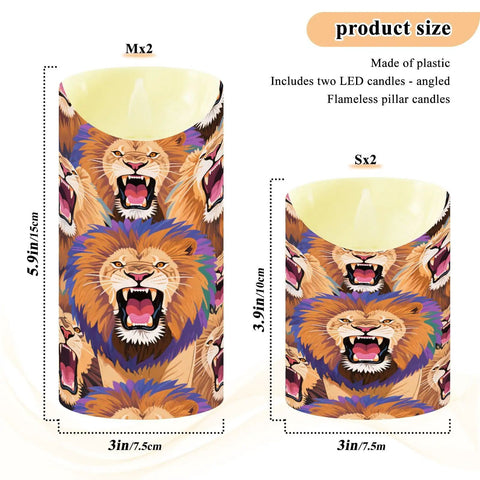 Dope Remote Control Led Flameless Candle Set Of Two Battery Operated Flickering Wicks for Safe and Stylish Home Holiday Party Decor Vibes, featuring lion designs.